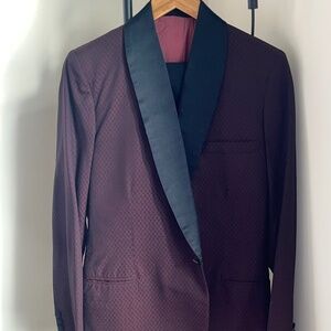 Rare! 70s Vintage Custom Gucci Smoking Jacket Tuxedo Burgundy Holt Renfrew 42US